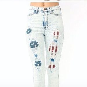American flag acid wash jeans